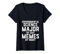Donna Scienze ambientali Major By Day Memes By Night Maglietta con Collo a V