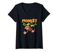 Donna Scimmia divertente per uomini, donne, bambini, amanti delle scimmie animali Maglietta con Collo a V
