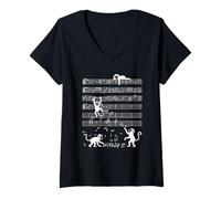 Donna Scimmie Silhouette Causing Musical Chaos Maglietta con Collo a V