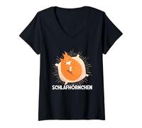 Donna Scoiattolo Dormire Carino Sonno Maglietta con Collo a V