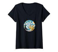 Donna Scoiattolo Roditore Animale Carino - Van Gogh Starry Night Style Maglietta con Collo a V