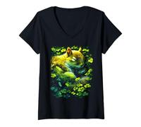 Donna Scoiattolo Shamrocks Forest Animal St Patricks Day Forestcore Maglietta con Collo a V
