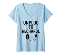 Donna Scollegare per ricaricare Digital Detox Mindfulness Calm Maglietta con Collo a V