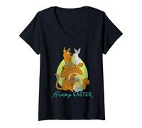 Donna Scooby-Doo Kissing Easter Bunny Maglietta con Collo a V