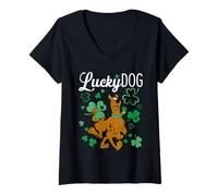 Donna Scooby-Doo Lucky Dog Shamrocks Maglietta con Collo a V