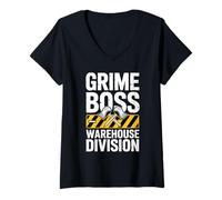 Donna Scopa industriale con colletti blu Boss Factory Pride Maglietta con Collo a V