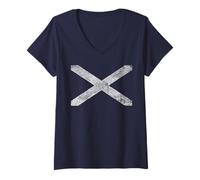 Donna Scotland Flag Saltire SCOT Scottish Independence Pride Maglietta con Collo a V
