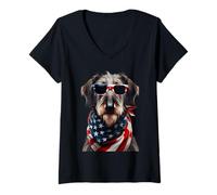 Donna Scottish Deerhound Dog 4 luglio Giornata dell'indipendenza americana Maglietta con Collo a V