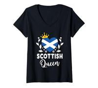 Donna Scottish Queen Scotland Flag Proud Scottish Woman Maglietta con Collo a V