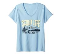 Donna Scout Life Camping Retro Scouting Graphic Maglietta con Collo a V