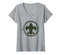 Donna Scouting Fleur De Lis & Scout Law BSA Cub Scouts Logo Maglietta con Collo a V