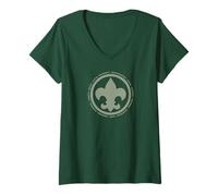 Donna Scouting Fleur De Lis & Scout Law BSA Cub Scouts Logo Maglietta con Collo a V