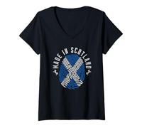 Donna Scozia Fingerprint Flag Design Scottish Pride Roots Maglietta con Collo a V