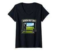 Donna Screen Golf Crew Simulatore Allenamento Maglietta con Collo a V