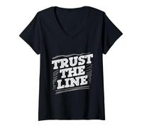 Donna Scribble Scarabocchio Disegno A Mano Libera Trust The Line Maglietta con Collo a V