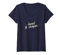 Donna Script di Fede Minimalista Cristiana Amato e Scelto Maglietta con Collo a V