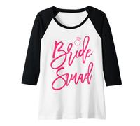 Donna Script Elegante Bride Squad con Anello Rosa Grafico Maglia con Maniche Raglan