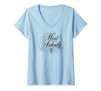 Donna Scritta Most Ardently Jane Austen, Colore: Nero Maglietta con Collo a V
