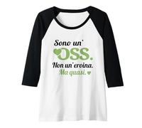 Donna Scritta OSS O.S.S. Operatore Socio Sanitario Verde Maglia con Maniche Raglan