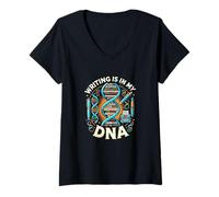 Donna Scrivere è nel Mio Dna - Autore Creativo Poeta Artista Passione Maglietta con Collo a V