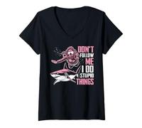 Donna Scuba Diving Donne squalo Non Mi seguono, Faccio Cose stupide Maglietta con Collo a V