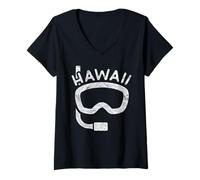 Donna Scuba Diving Hawaii - Maschera Subacquea per subacqueo Maglietta con Collo a V