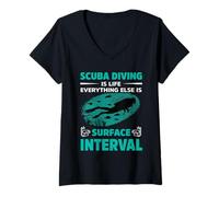 Donna Scuba Diving Is Life Everything Else Is Surface Dive Diver Maglietta con Collo a V