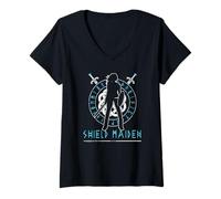 Donna Scudo-Maiden Lagertha Viking Maglietta con Collo a V