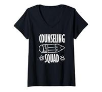 Donna Scuola Counselor Counseling Squad Pencil Art Maglietta con Collo a V