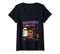 Donna Scuola materna Boo Crew Insegnanti Studenti Divertente Halloween Maglietta con Collo a V