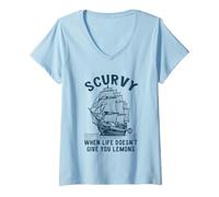 Donna Scurvy Life Lemons Pirate Maglietta con Collo a V