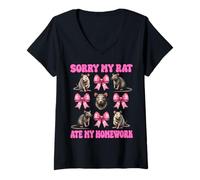 Donna Scusa, My Rat Ate My Homework, Rat Girl, Mouse, Coquette, fiocco Maglietta con Collo a V