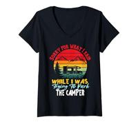 Donna Scusa per quello che ho detto mentre stavo parcheggiando il camper Divertente Maglietta con Collo a V