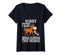Donna Scusa per Quello Che Ho Detto Mentre tagliavo Il Cavallo Maglietta con Collo a V