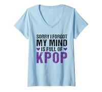 Donna Scusa se Ho dimenticato la mia Mente è FLL di KPOP K-Pop Merch Maglietta con Collo a V