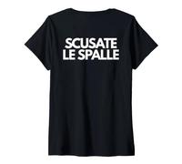 Donna Scusate Le Spalle Stampa su Retro Maglietta con Collo a V