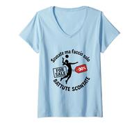 Donna Scusate ma Faccio Solo battute scontate - Design Divertente Maglietta con Collo a V