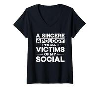 Donna Scuse Sincere Vittime del Mio Sociale Maglietta con Collo a V