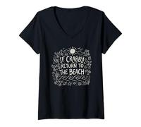 Donna Se Crabby Return To The Beach Summer Vacation Divertente Detto Maglietta con Collo a V