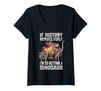 Donna Se la Storia Si ripete, STO diventando così Un Insegnante di Dinosauri Maglietta con Collo a V