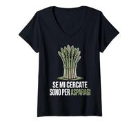Donna Se Mi cercate Sono per asparagi Divertente Maglietta con Collo a V
