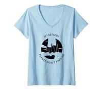 Donna Se Mi perdo, per Favore Non trovarmi (Grafica escursionistica) Maglietta con Collo a V