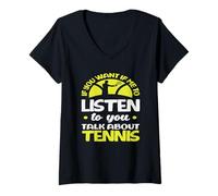 Donna Se Mi Vuoi Ascoltare Talk Tennis Player Maglietta con Collo a V