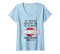 Donna Se Trovato Restituiscimi al Pianeta Orionyx-7 Space Apparel Maglietta con Collo a V