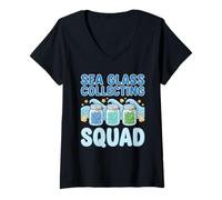 Donna Sea Glass Collecting Squad Maglietta con Collo a V