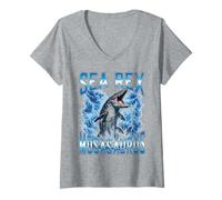 Donna Sea Rex Mosasaurus Ocean Predator Dinosaur Ragazzi Maglietta con Collo a V