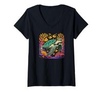 Donna Sea Turtle Lover Ocean Animal Maglietta con Collo a V