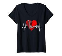 Donna Seattle Skyline Battito del Cuore Stati Uniti Amo Seattle Maglietta con Collo a V