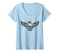 Donna Seattle, Washington Eagle Monumenti Mt Rainier, Orca e Totem Maglietta con Collo a V