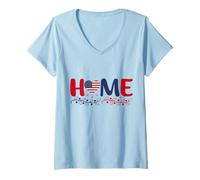 Donna Sede della casa Americana Libera del 4 luglio America Daddy's Home Maglietta con Collo a V